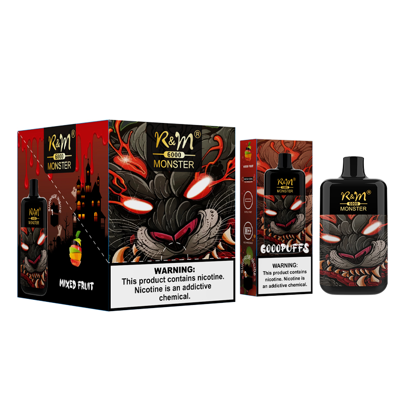 Sabores de frutas personalizados OEM Barra de la barra de la barra de la bobina de malla recargable 6000 bocanadas R&M Monster Vape desechable 