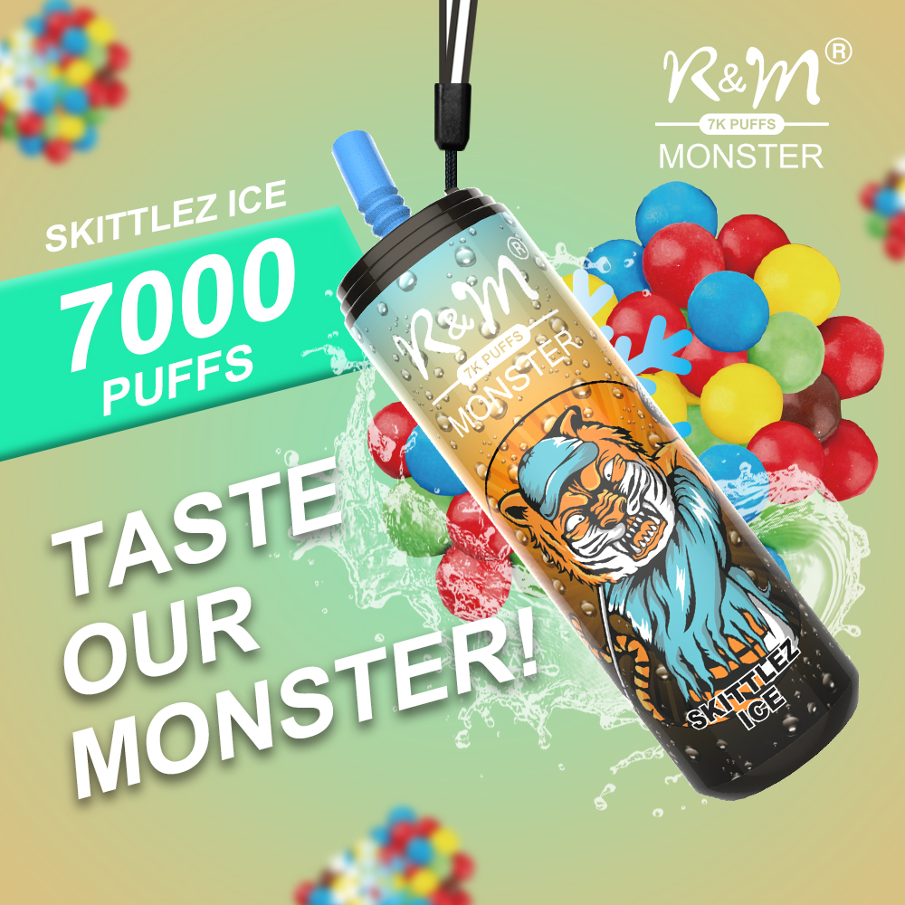 Logotipo personalizado Dubai al por mayor elux vape buff dipposible 7000 bocanadas de r & m monstruo 2% 5% sal de sal nicotina cigarrillo electrónico con cordones 