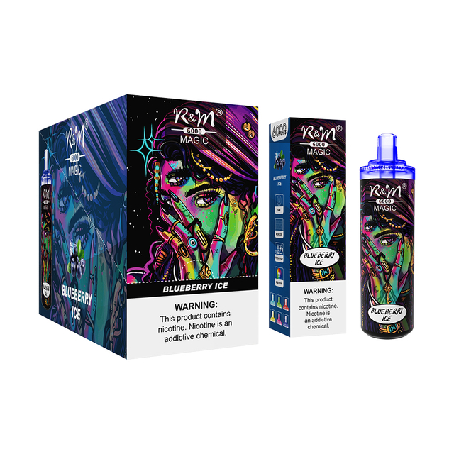 Al por mayor solo 6000puffs R&M Magic tipo-C Coil recargable Mesh Coil RGB Glow Fruit Favors Vapor de marca personalizada 
